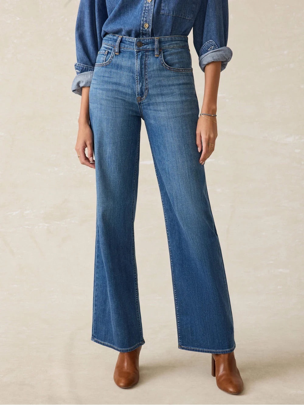 Faherty Women’s Dream Wide Leg Jean stretch comfortable